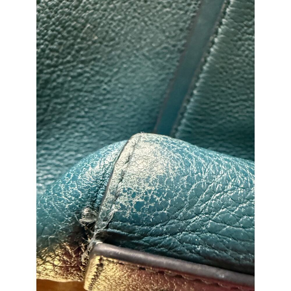 Michael Kors Whitney Large LeatherTeal Zippered Tote GUC - Picture 5 of 16